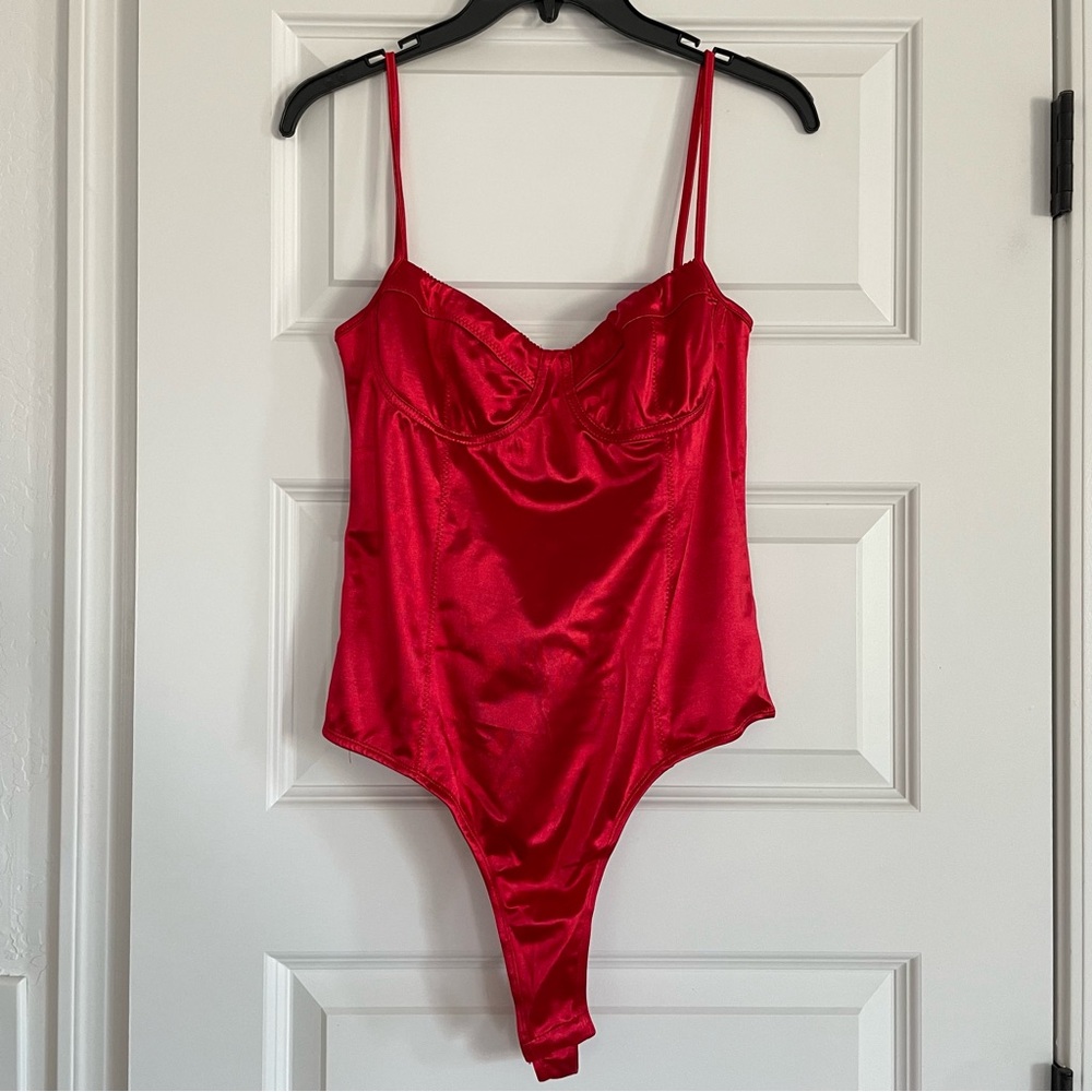 Princess Polly Red Satin Underwire Bodysuit
